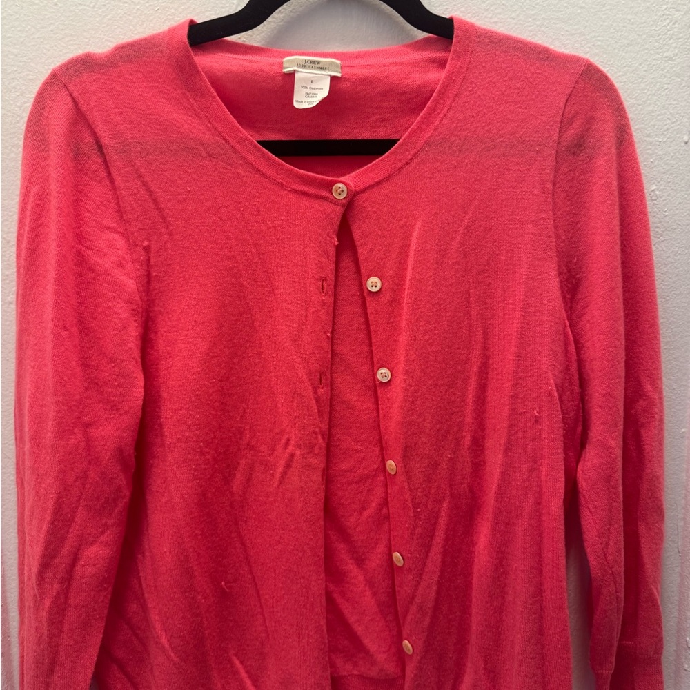 JCrew 100% Cashmere Pink Cardigan Sweater